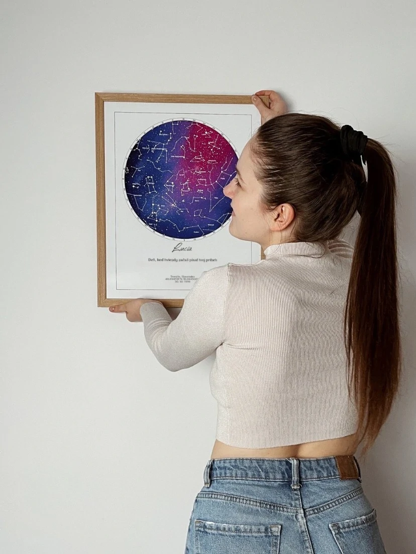 Žena vešia hviezdna obloha obraz na stenu